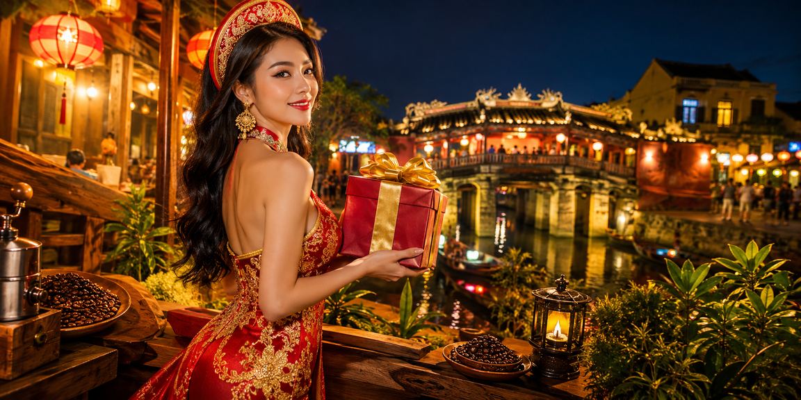 Người chơi xem kết quả xổ số và jackpot tại quán cà phê Hội An