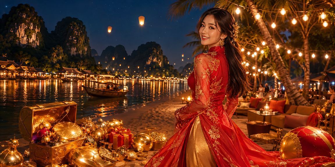 Người phụ nữ mặc áo dài trải nghiệm casino giải trí tại Ninh Bình